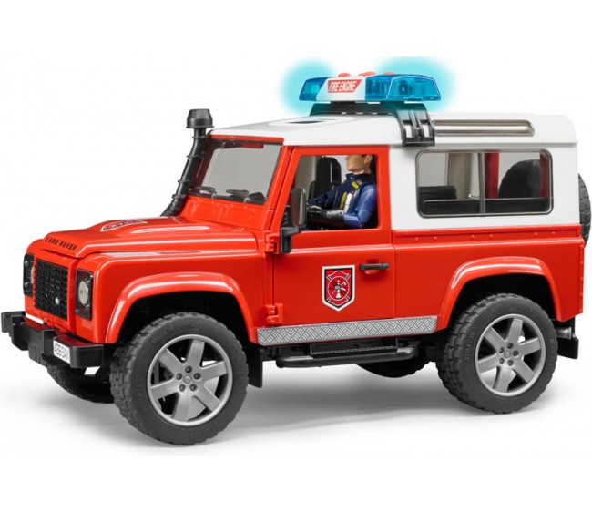 Внедорожник Bruder Land Rover Defender Station Wagon - Пожарная с фигуркой  